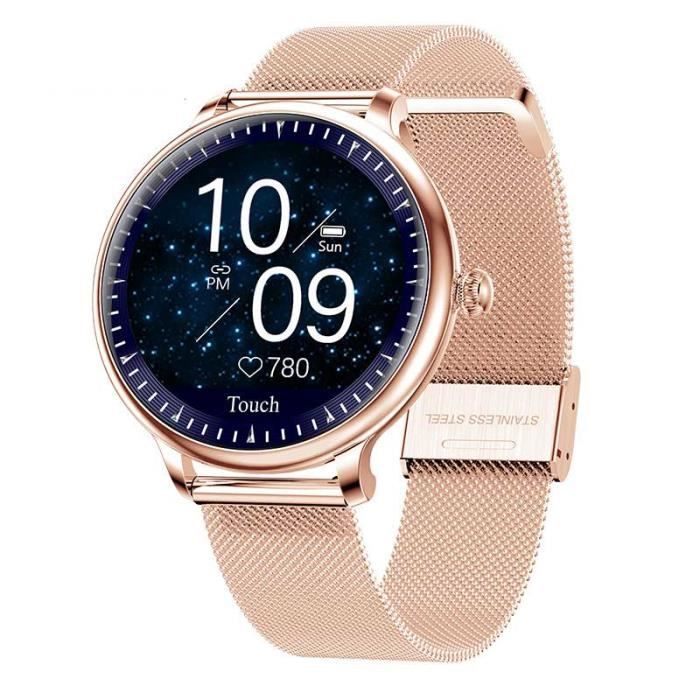 Montre Intelligente Femmes - Écran Rond - Fréquence Cardiaque - Or