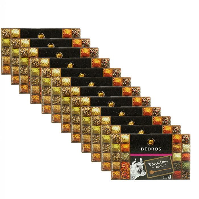 Lot 12x Bouillon de boeuf - Bedros - 8 cubes - paquet 80g
