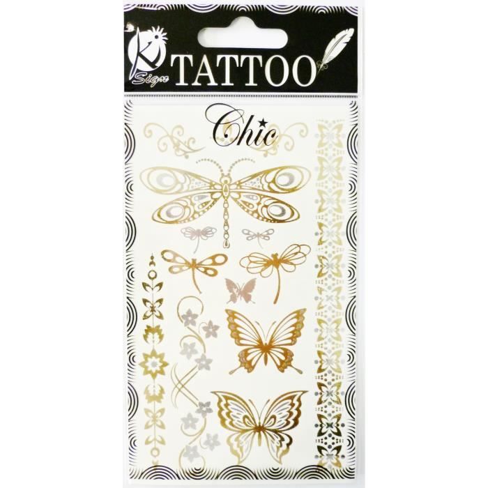 Tatouage éphémère -Tatoo chic- - Papillon or - Ki-Sign