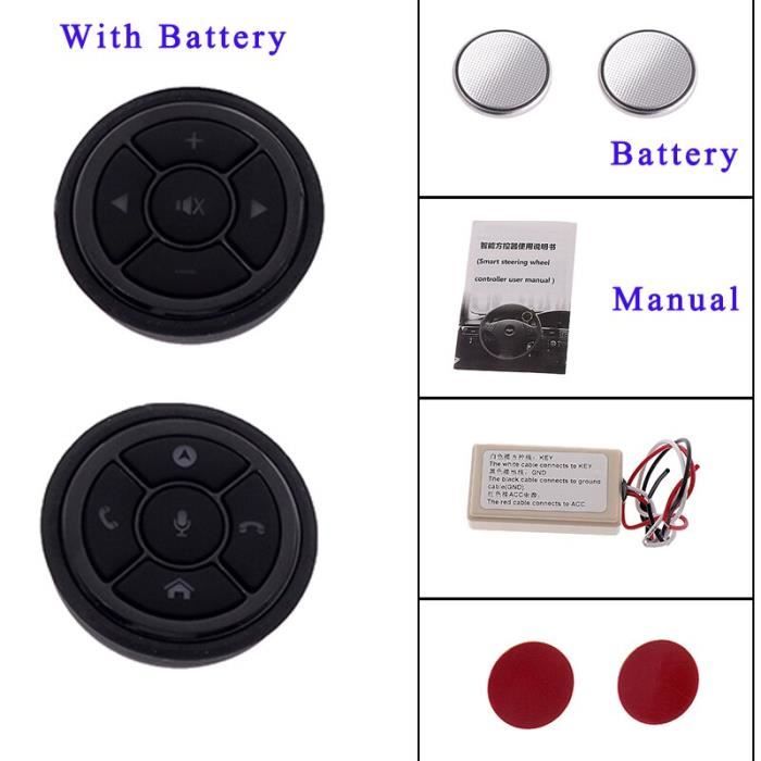 Bouton de commande sans fil pour volant de voiture, 10 touches, pour autoradio, DVD, Navigation GPS, unité With Battery -QUKJ1368