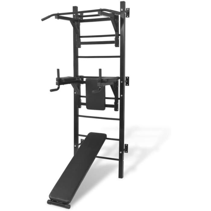vidaXL Tour de Musculation Murale Multifonctions Exercices Fitness Barre de Traction Pull-up Station de Dip Levée Abdominaux Sa165