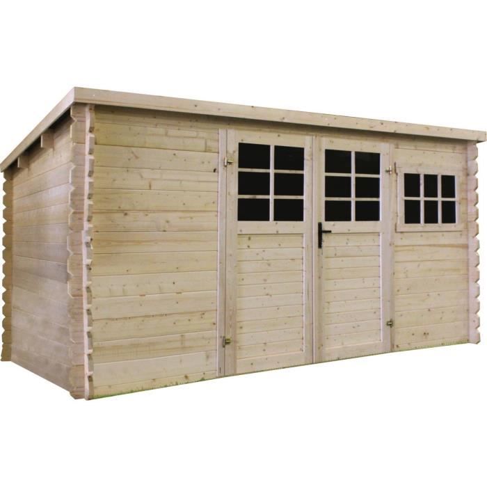 Abri jardin bois - 11.56 m² - 3.88 x 2.98 x 1.92 m - 34 mm