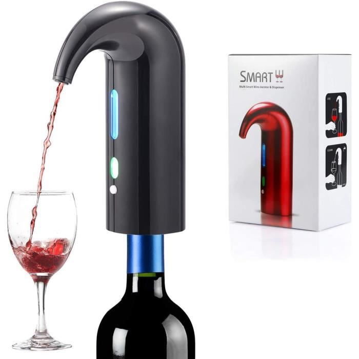 Aérateur de Vin électrique,Portable,Décanteur à Vin Instantané,Pompe Automatique Rechargeable par USB pour Vin Rouge et Blanc (Noir)