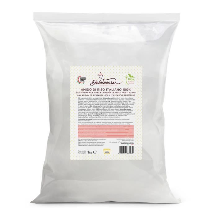 Amidon de riz, pur riz italien, blanc, 1 kg