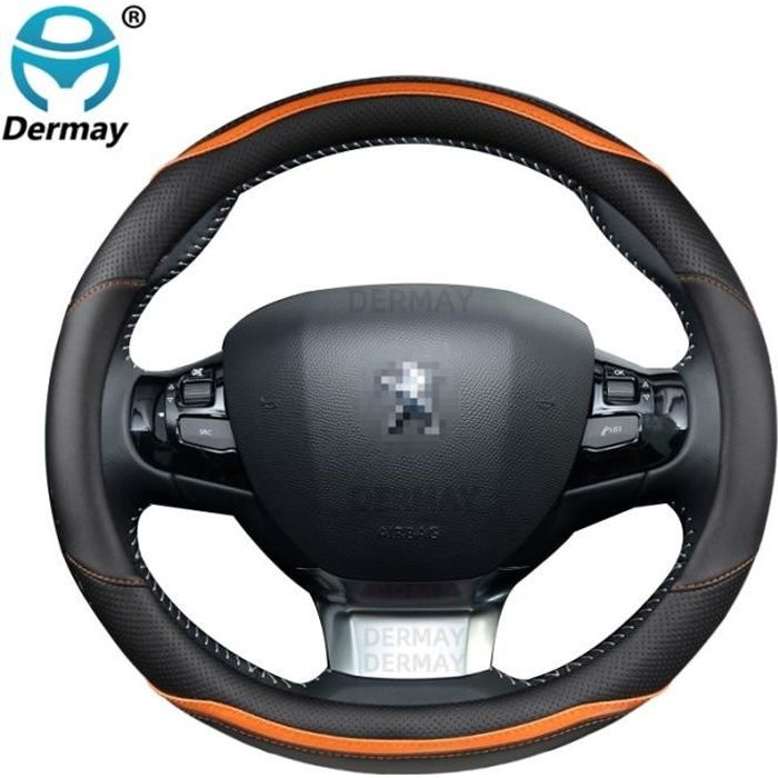 Couvre volant,Pour Peugeot 308 2014 ~ 2021 II III T7 T9 308 SW couverture de volant de voiture Fibre de carbone + - Type Orange