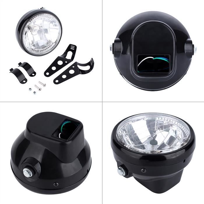 Fydun phare de moto 7 'Phare LED Jaune Universel 12V H4 35W Moto Rond avec Support Noir
