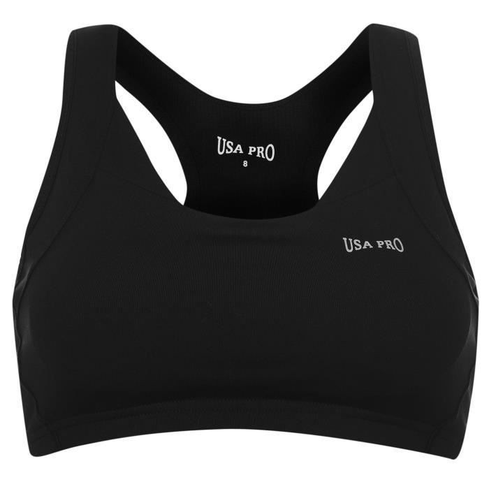 Usa Pro Poly Sport Soutien-Gorge Brassière Femmes Racer Gym Fitness Running Top