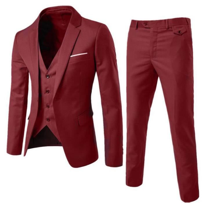 Veste Homme Veste décontracté Veste Trois pièces Veste Hommes Vêtement Masculin (Veste+Pantalon+Gilet)