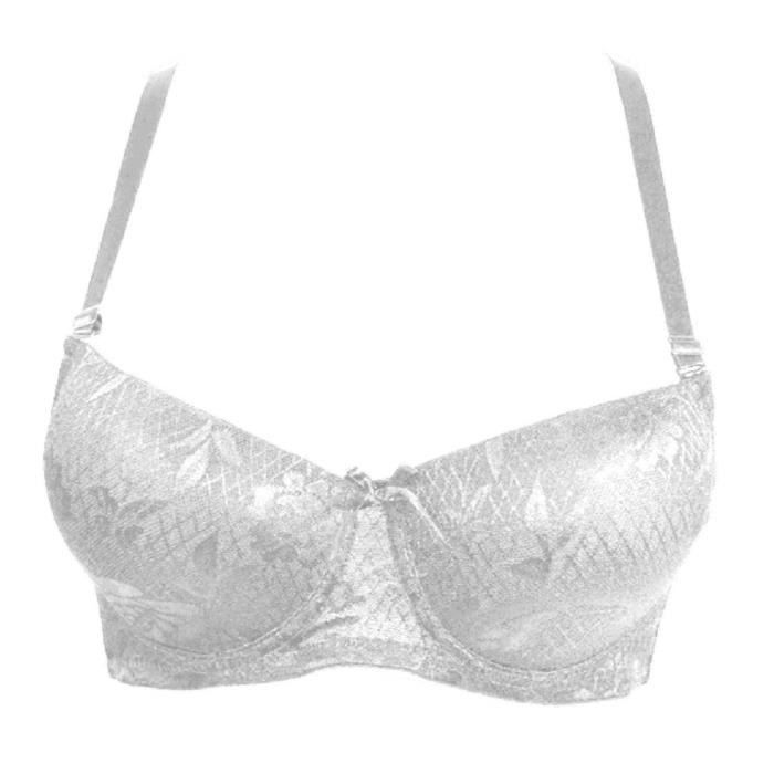 Soutien gorge 105D dentelle fleurie blanche coque moulée lingerie femme