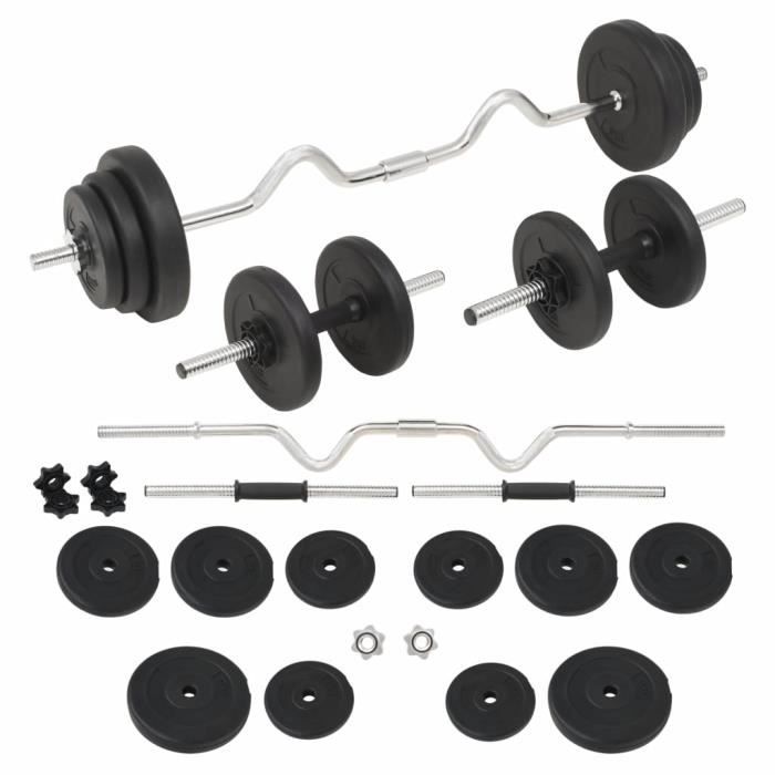 Ensemble d'haltères et barres d'haltères 30 kg