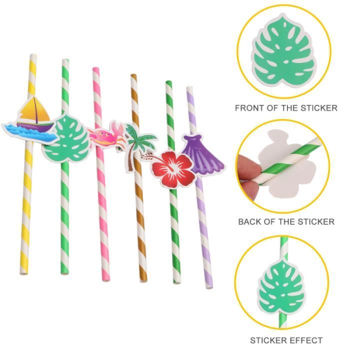 1 ensemble de pailles de mode de carte de plantes élégantes de d'Hawaï pour le décor de boisson NON
