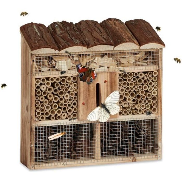 Relaxdays Hotel a insectes en bois a suspendre abri abeille 