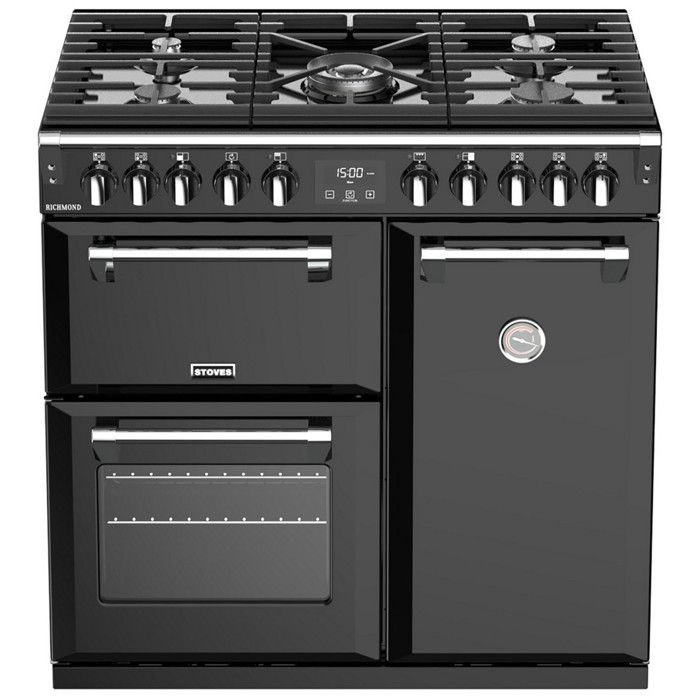 Stoves Richmond S900 DF DeLuxe, Range cooker, Noir, Rotatif, En haut devant, Cuisinière à gaz, Gaz naturel