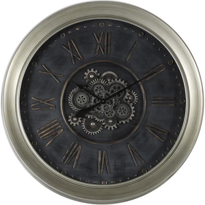 TOM horloge murale Maddox 100 cm acier/nickel noir/argenté