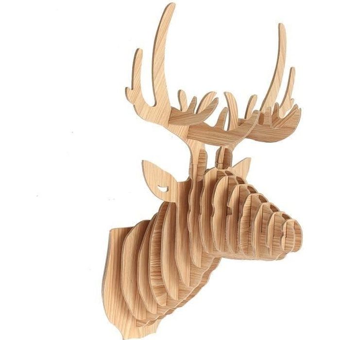 Suspension Murale Sculpture de Tête de Cerf Décoration Murale Entrée Couloir 29.5cmx21cmx37cm@M2540