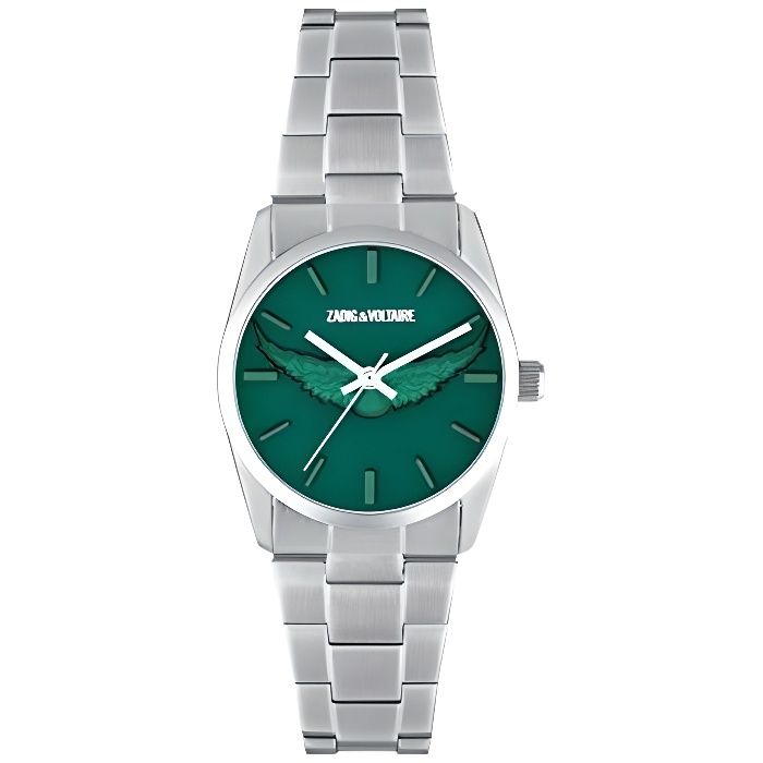 Zadig & Voltaire Montre Mixte Quartz Acier inoxydable Vert Argent Analogique