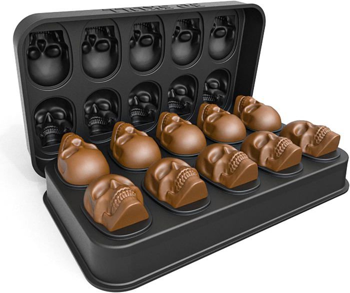 Lot De 3 Moules En Silicone Halloween - Crâne, Fantôme, Chauve-souris - Pour Glaçons, Chocolat, Pâtisserie (résiste Au Four)