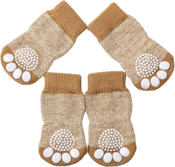 Meilleurs prix pour Lot de 4 chaussettes antidérapantes pour chien et chat, contrôle de la traction à porter à l'intérieur, chaussettes pour chien et