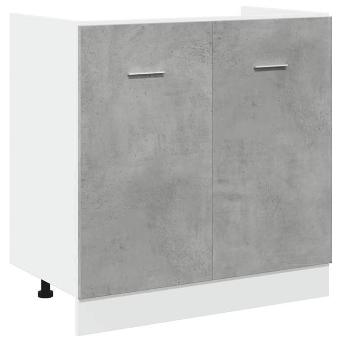 Meuble Bas De Cuisine Toshilian Gris Béton 60x46x81,5 Cm - Armoire Rangement à Tiroir