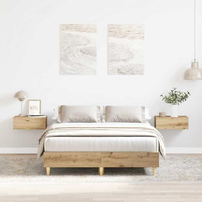 Elégant Cadre de lit - 2 personnes - chêne artisanal 140x190 cm CHYNEW62678
