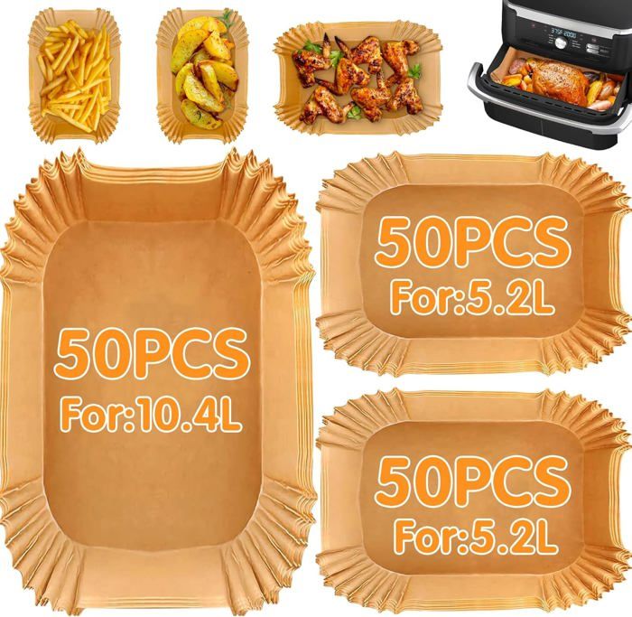 Papier Cuisson Pour Airfryer Ninja CRISPi - 200 Feuilles (100x 3.8L + 100x 1.4L) - Antiadhésif, Résistant à 232°C - Compatible Modèles FN101EUGY, FN101EUST...