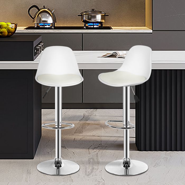 XJING- 2 Tabourets de bar - Chaise haute en polyuréthane avec coussin - Vie nocturne brûlante - Blanc