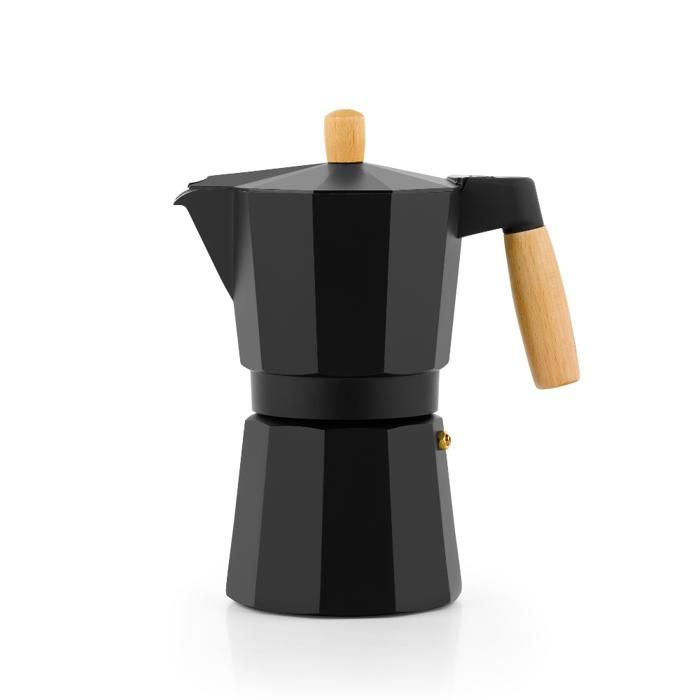 BRA Market Cafetière 9 tasses (425 ml) corps en aluminium poignée et bouton en bois de hêtre naturel pleine induction BRA Market Cafetière 9 tasses (425 ml) corps en aluminium poignée et bouton en bois de hêtre naturel pleine induction