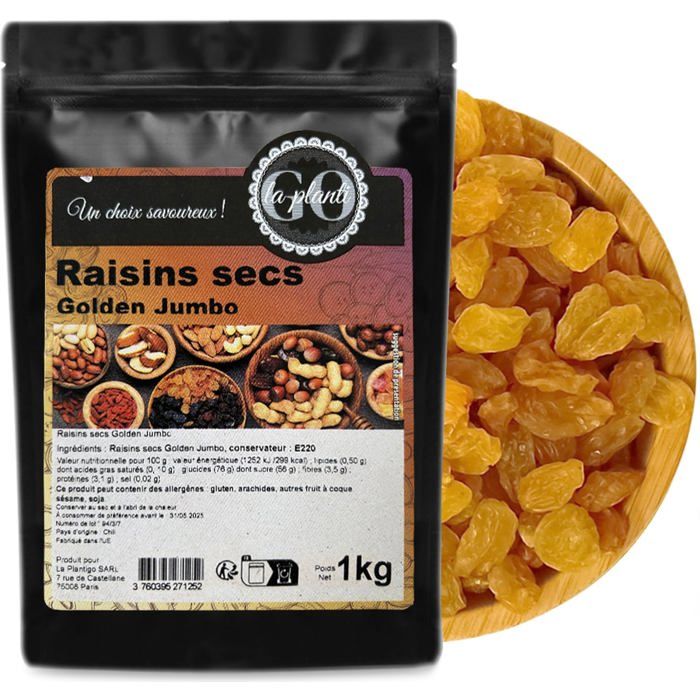 Raisins secs Golden Jumbo 1 kg- LA PLANTIGO - Cdiscount Au quotidien
