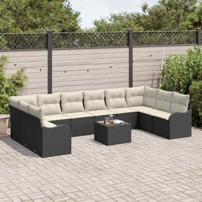 vidaXL Ensemble de canapé de jardin 11 pcs et polyrotin - vue 2