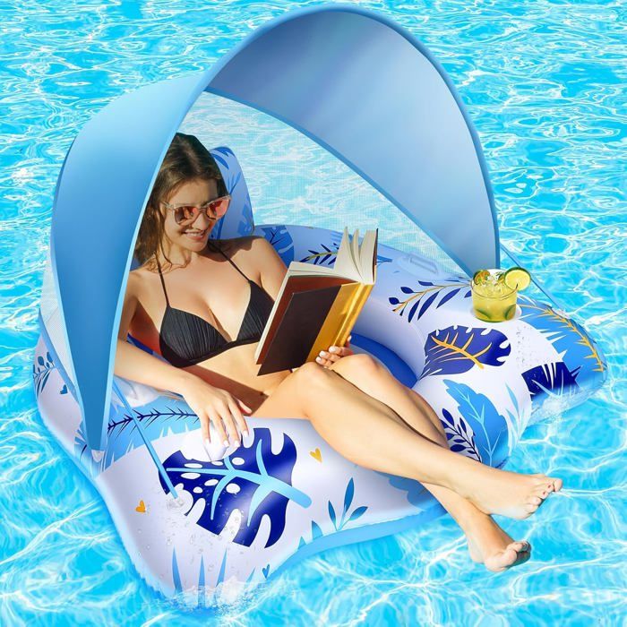 Flottant Lit Lit Gonflable pour Piscine Bouée Hamac Flottant Lit Gonflable avec l'Auvent pour