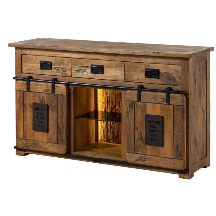 Buffet bas RAILWAY LUX #100 natur 150x45x90 (BxTxH) bois massif Buffet bas RAILWAY LUX #100 natur 150x45x90 (BxTxH) bois massif