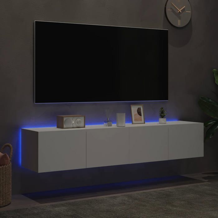 Bestseller Meubles TV/HIFI muraux - SWEETY - avec lumières LED - 2 pcs blanc 80x35x31 cm FR96