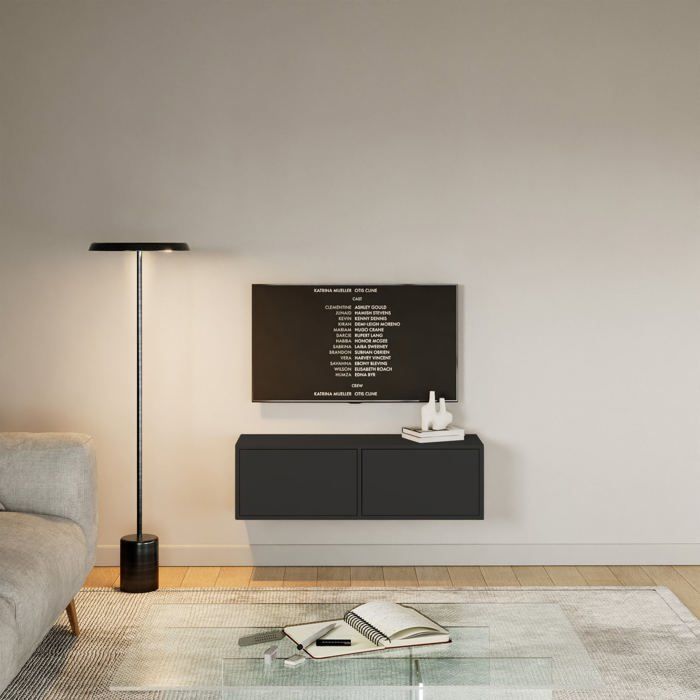 Meuble TV avec 2 abattants – FRAMME – noir – 100 cm