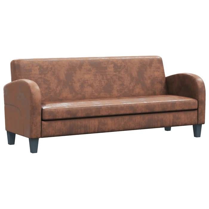 CLARENCE® Canapé tripe - Sofa 3 places - pour salon - Daim synthétique Marron LL1976