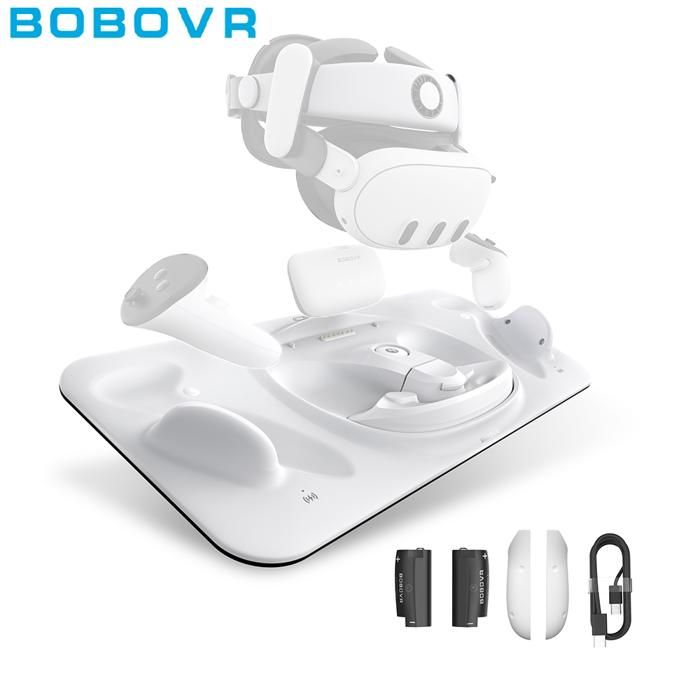 BOBOVR D3 Station de Charge Sans Fil Tout-en-Un- Support Compatible avec Quest 3 et Manettes