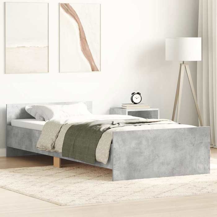 Lit simple Adulte Cadre de lit - SOLOMON - gris béton 90x190 cm JILLS 87557