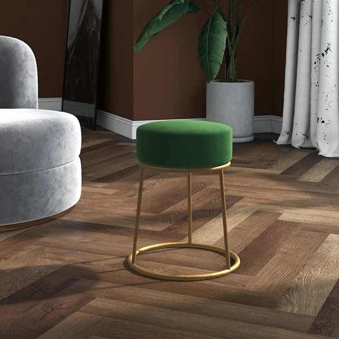 SOLDES dAutomneTabouret - Petit Fauteuil Salon pour chambre - rond Vert Velours - 30x38cm 572