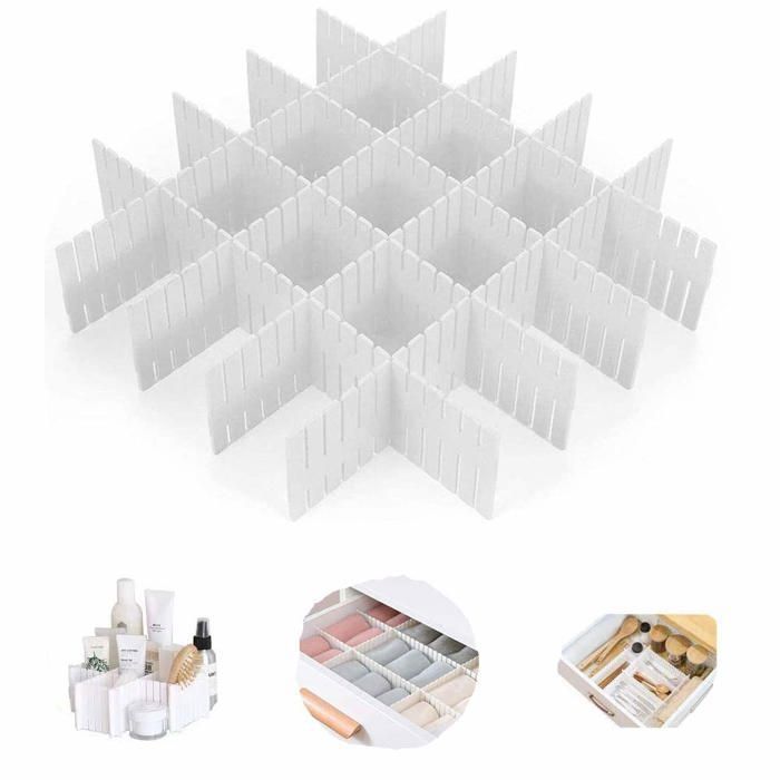 Lot de 8 séparateurs de tiroir réglables en plastique pour placard bureau cuisine maquillage sous-vêtements chaussettes YYV