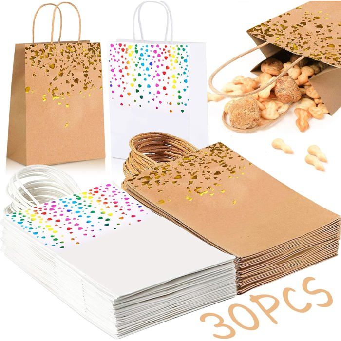 10 Sacs Cadeau En Papier Kraft Avec Poignée Et Message Merci - GEBETTER