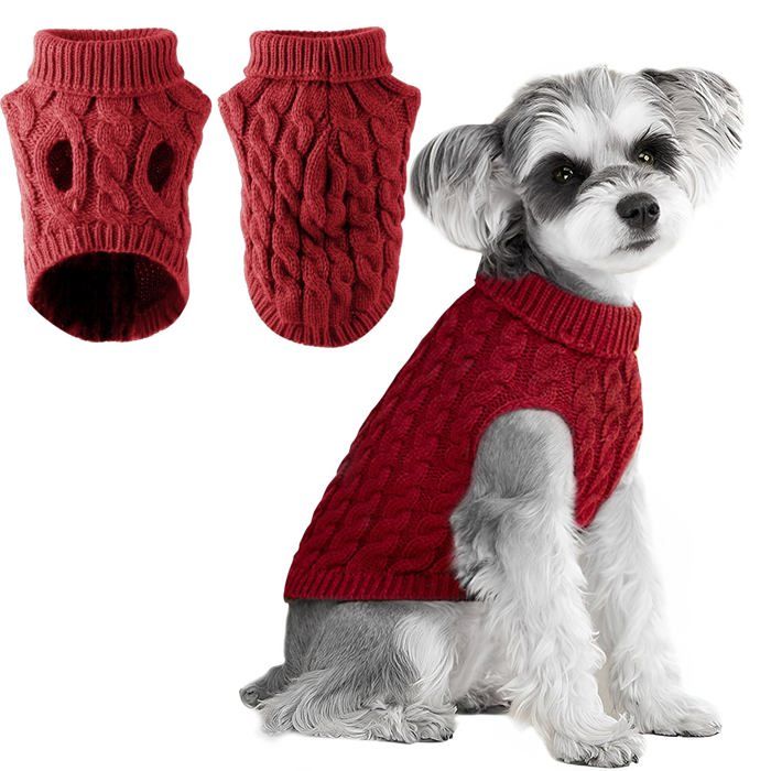 Pull tricot chien - 1 pièce chaud outwear - Rouge - Taille XL - Convient pour Bouledogue Chihuahua Teckel