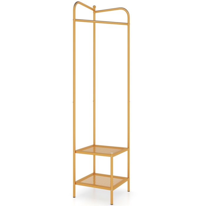 GIANTEX Porte-Manteau- Porte-Vêtements- Étagère à Chaussures à 2 Niveaux- Cadre en Métal- Entrée Chambre- 42 5x42 5x193 5cm- Or