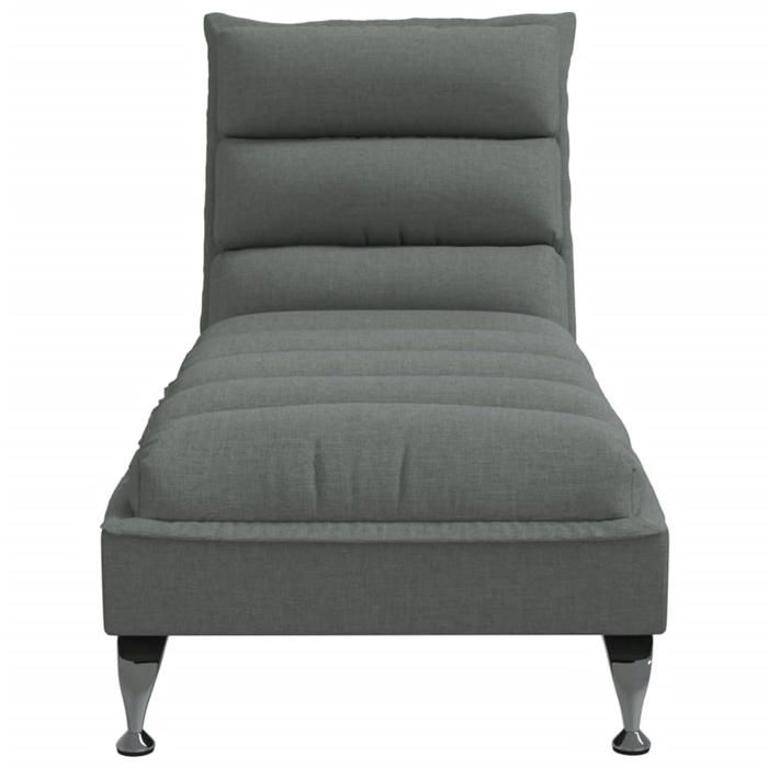 Gris Fauteuil long de sol - SOLOMON - Chaise longue - 1 place - avec coussins gris foncé tissu CCC2427