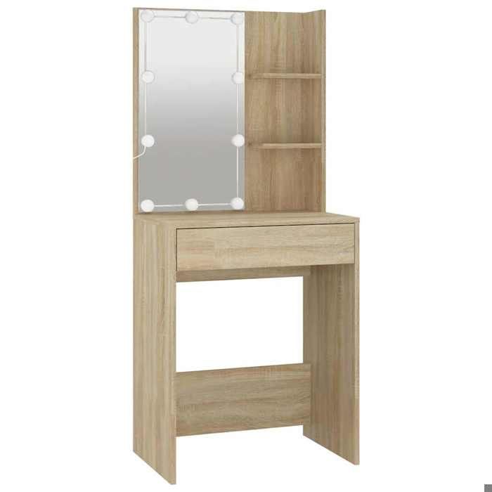 BEL ACHAT*Coiffeuse avec LED - bureau de maquillage - Pour femmes/filles - Chêne sonoma 60x40x140 cm Promo228100