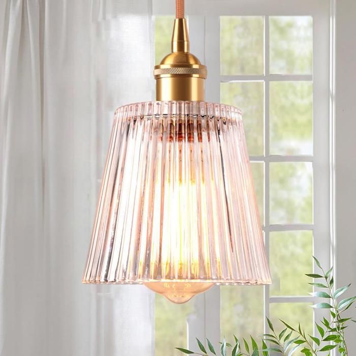WOTTES 1 x Suspension Luminaire Verre Transparent Ø12.5CM Lustre Salon Vintage Intérieure Suspendues E27 pour Cuisine Bar