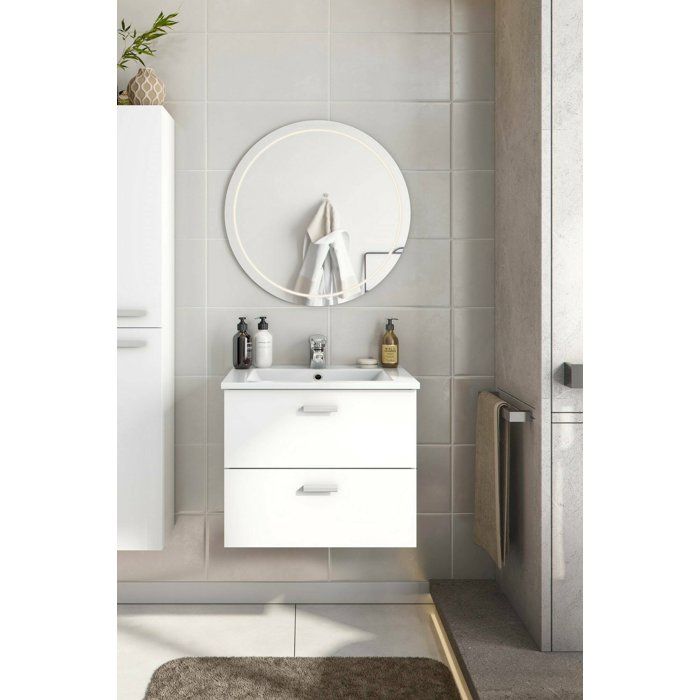 Meuble sous-lavabo Doksuri Dmora en bois mélaminé blanc brillant 45x60x50h cm Meuble sous-lavabo Doksuri Dmora en bois mélaminé blanc brillant 45x60x50h cm