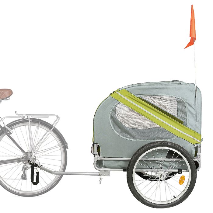 KEDIA Remorque Vélo Pliable pour ChiensGris JauneChariot de Transport pour AnimauxCapacité de Charge Maximale 40 kg137*73*90cm