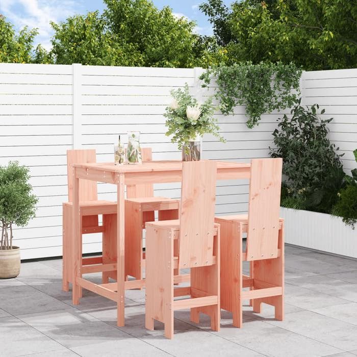 NEW 2026 Ensemble Bistrot/BAR - lot de 5 - 4 Chaises et 1 Table- bois massif de Douglas 121x82.5x110 cm S569