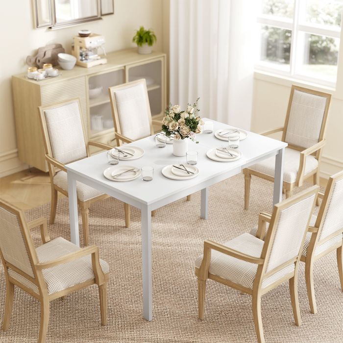 Table à manger extensible 80-120 cm pour 4 à 6 personnes table de cuisine avec extension coulissante blanc