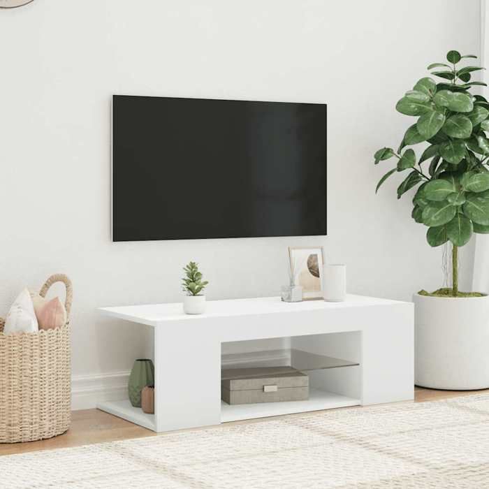 Blanc Meuble TV avec lumières LED Blanc 90x39x30 cm - ARMOIRE TV H8209