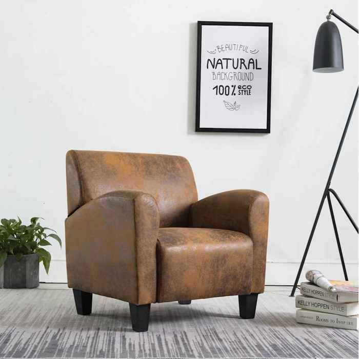 Brun Fauteuil simple Magnifique Canapé-chaise Marron 70x69x72cm Similicuir 70x69x72cm CL1784621